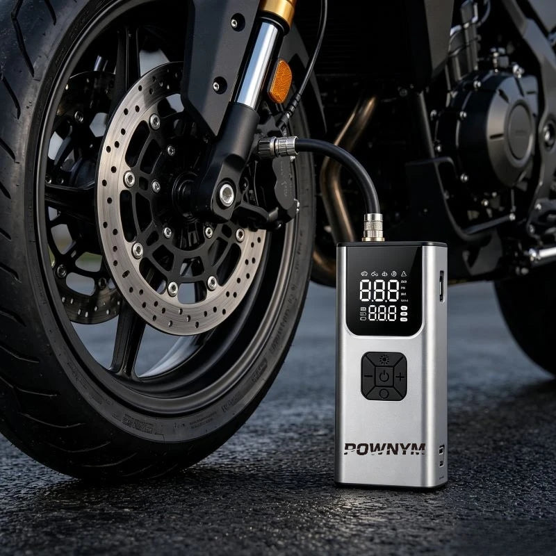 POWNYM Portable Tire Inflator Wireless With LED And Multifunctional Adapter