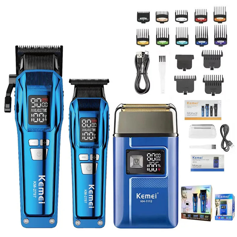 Kemei KM-2797 KM-1112 Professional Hair Clippers Kit Electric Shaver Male Hair Cutting Machine Men’s Cordless Trimmer for Salon