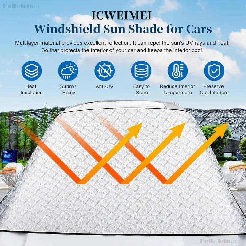 LEIBOO Sunshade Cover Car Windshield Snow Sun Shade Waterproof Protector Automobile Magnetic Cover Car Front Windscreen Cover