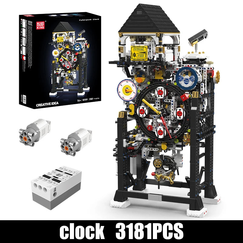 Mould King 10159 Technical Clock Toys The Motorized Cyberpunk Clock Building Block Assembly Clock Brick Set Kids Christmas Gift
