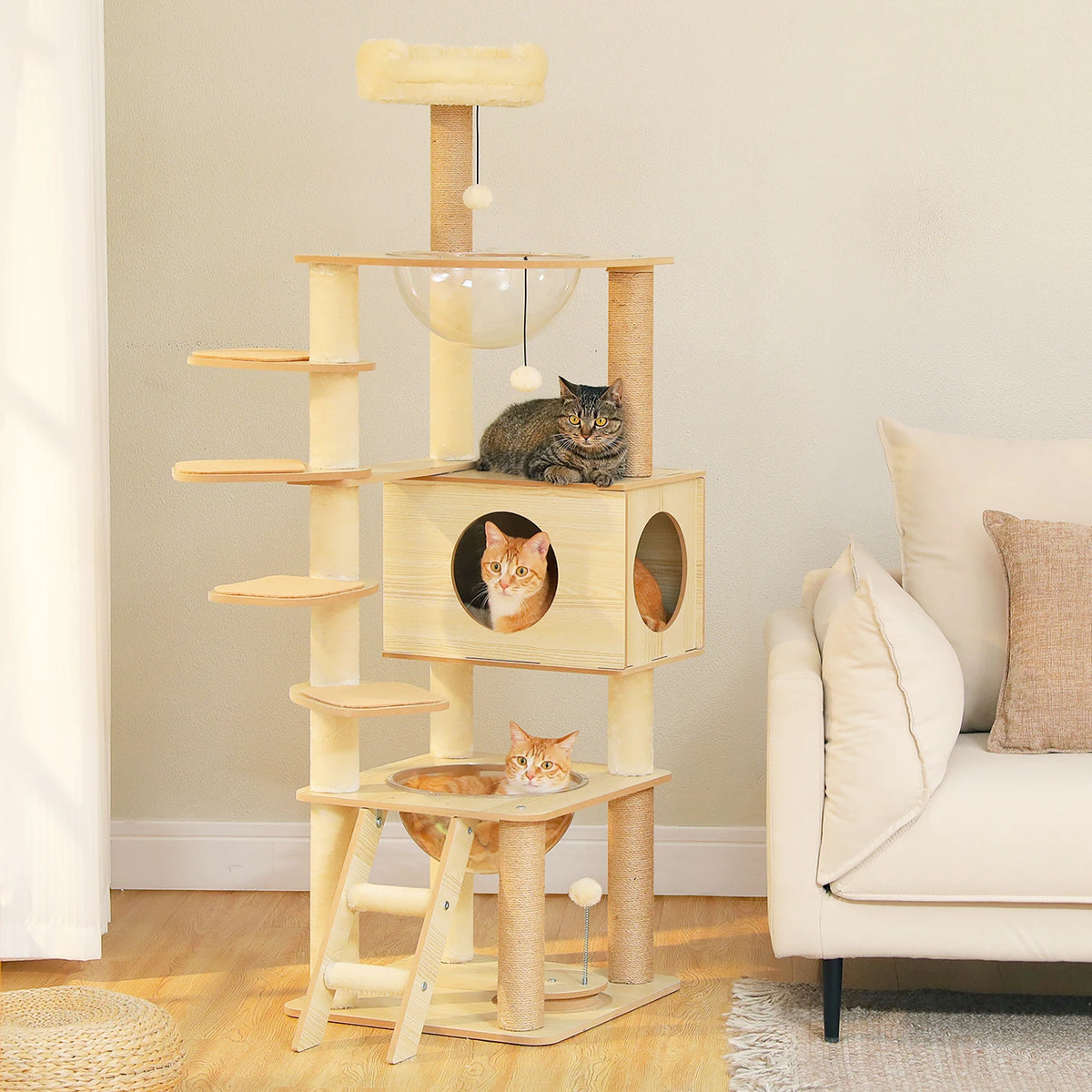 PAWZ Ro Multi Level Cat Tree With Scratching Posts Wood