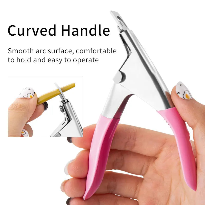 Transparent Fake Nail Trimmer Straight Edge Cutter for Acrylic/Tip Nails Stainless Steel Manicure Tool with Ergonomic Design